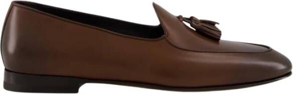 olo Blahnik Bruine Kalfsleren Loafers met Kwastdetail