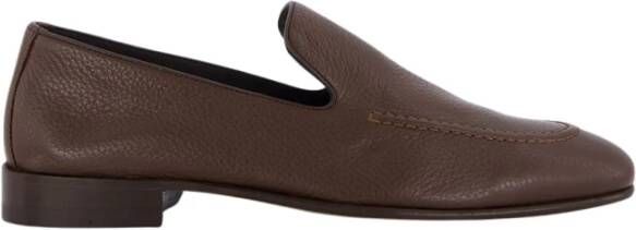 olo Blahnik Bruine leren loafers met zwarte rand