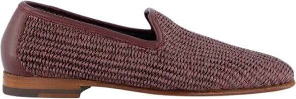 olo Blahnik Bruine Raffia Loafers met Leren Afwerking