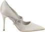 olo Blahnik Elegante Zijden Satijn Juweel Pumps - Thumbnail 1