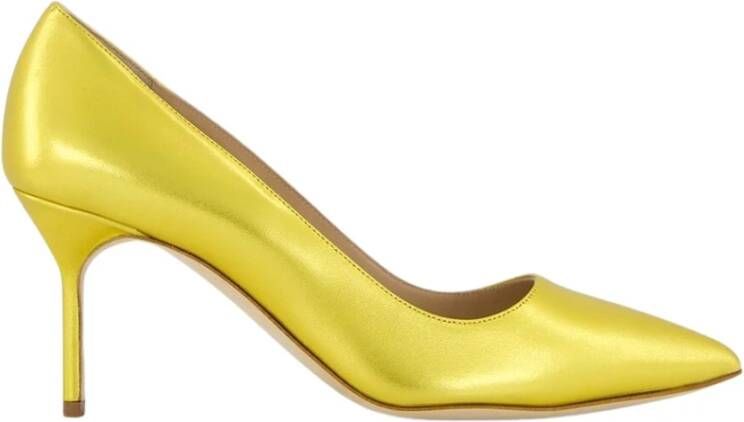 olo Blahnik Gele Leren Pumps met Puntige Neus