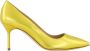 olo Blahnik Gele Leren Pumps met Puntige Neus - Thumbnail 1