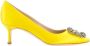 olo Blahnik Gele Satijnen Kristal Gesp Pumps - Thumbnail 1