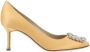 Manolo Blahnik Gele Zijden Satijnen Kristal Pumps Yellow Dames - Thumbnail 1