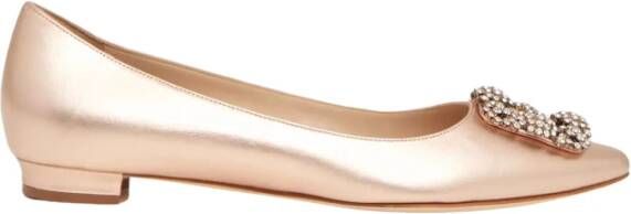 olo Blahnik Gouden ballerina's met kristallen gesp