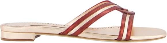 olo Blahnik Gouden Lijn Leren Sandalen