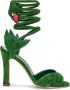 Manolo Blahnik Wrap Sandalen met 10 5 cm Hak Green Dames - Thumbnail 1