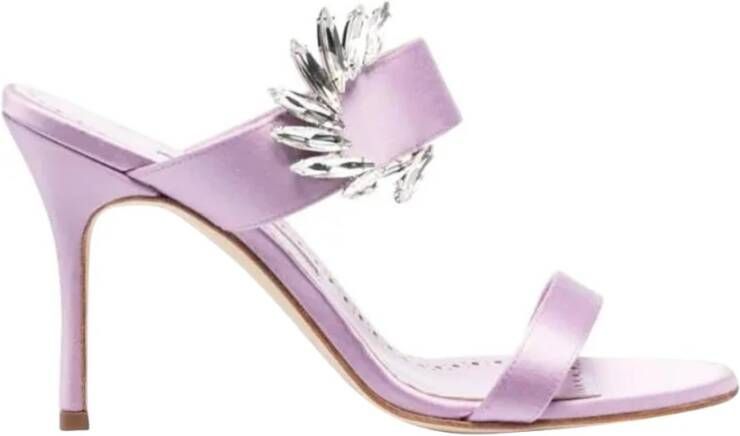 olo Blahnik Hak sandalen met kristallen versiering