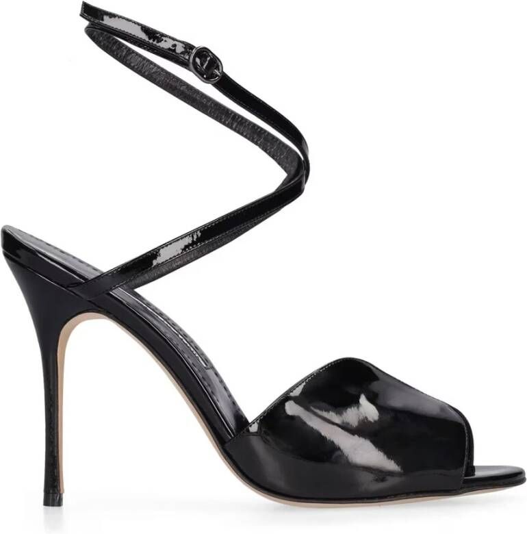 Manolo Blahnik Leren sandalen met enkel sluiting Black Dames