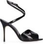 Manolo Blahnik Zwarte Leren Sandalen met Verstelbare Gespsluiting Black Dames - Thumbnail 2