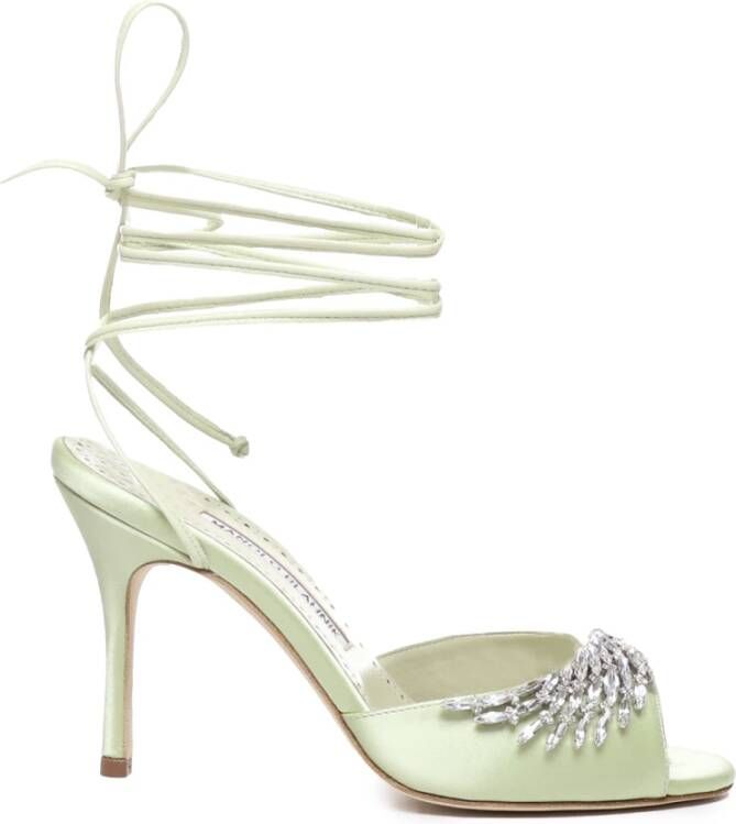 Manolo Blahnik Katoen Elastan Sandalen Green Dames