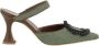 Manolo Blahnik Kralenapplicatie Raffia Flare Hiel Pumps Green Dames - Thumbnail 1