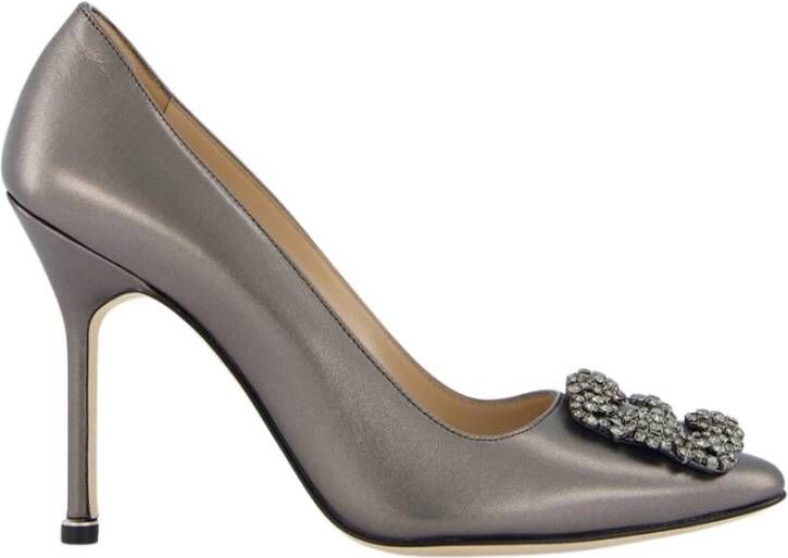 olo Blahnik Kristal Gesp Leren Pumps