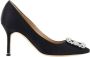 Manolo Blahnik Satijnen Pumps met Kristallen Gesp Black Dames - Thumbnail 1