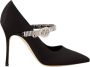 olo Blahnik Kristalband Zwarte Satijnen Pumps - Thumbnail 1