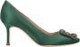 olo Blahnik Kristallen Gesp Groene Pumps - Thumbnail 1