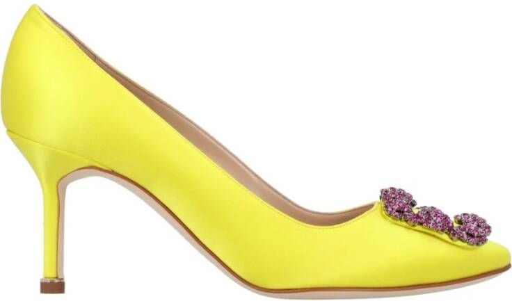 olo Blahnik Kristallen Gesp Satijnen Pumps