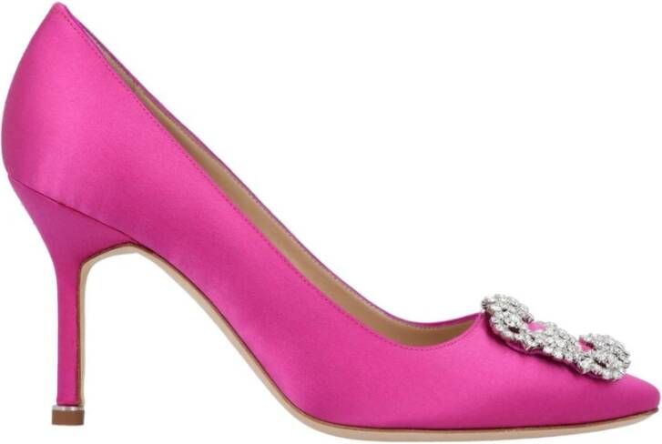 olo Blahnik Kristallen Gesp Satijnen Pumps