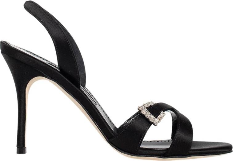 Manolo Blahnik Kristallen Gesp Slingback Stiletto Hakken Black Dames