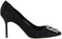 Manolo Blahnik Zwarte Satijnen Kristalversierde Pumps Black Dames - Thumbnail 8