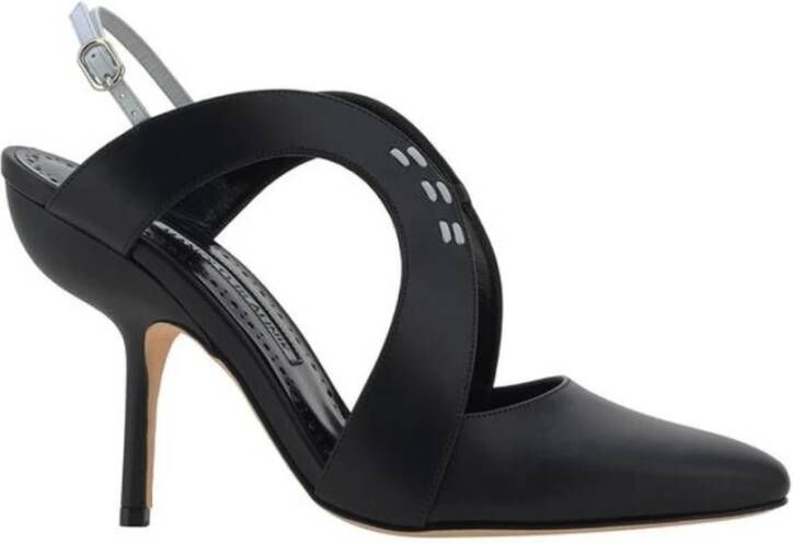 Manolo Blahnik Leren Jijara Pumps Stiletto Hak Black Dames