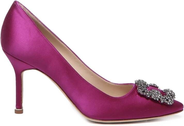 Manolo Blahnik Magenta Kristallen Gesp Hak Pumps Pink Dames