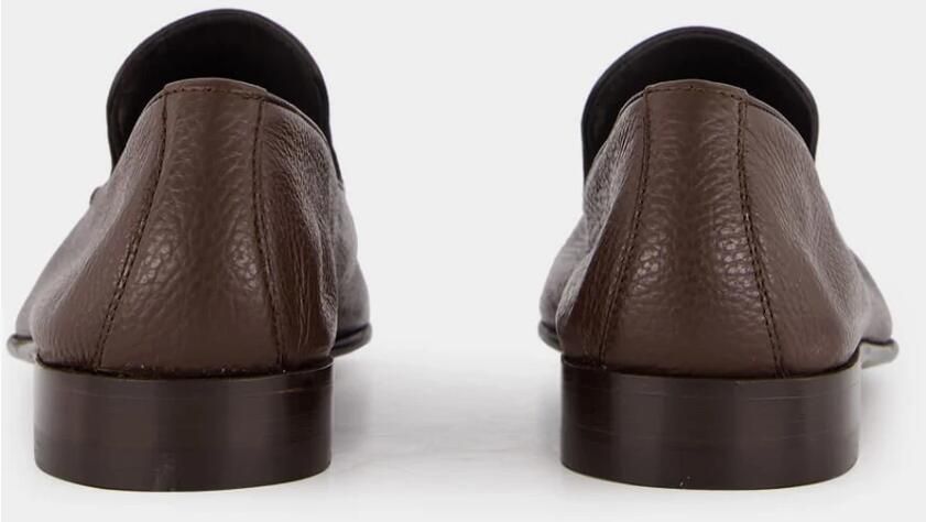 olo Blahnik Bruine leren loafers met zwarte rand