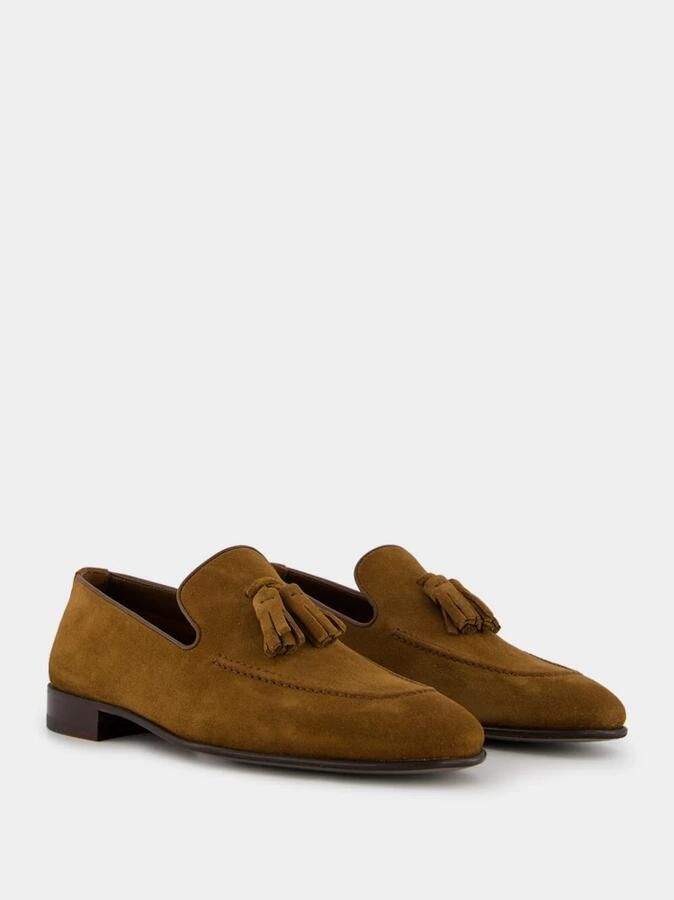 olo Blahnik Bruine Suède Kwast Loafers