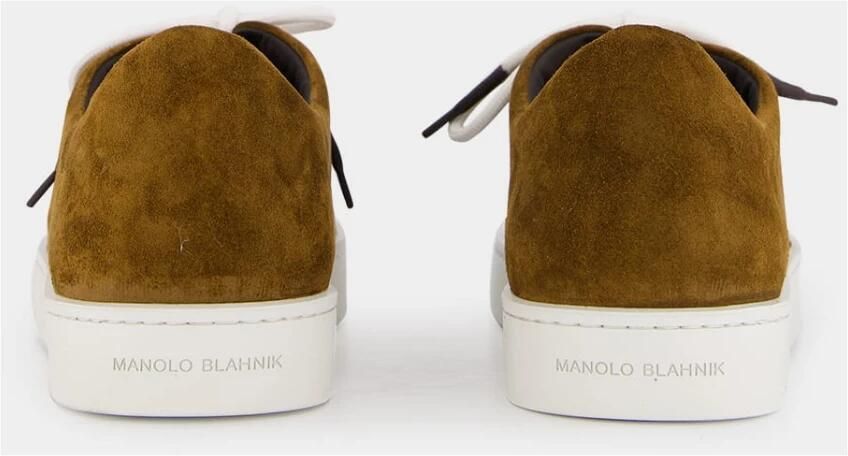 olo Blahnik Bruine Suède Lage Sneakers