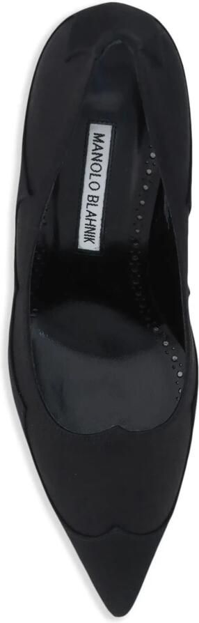 olo Blahnik Zwarte Zijden Leren Pumps met Puntige Neus - Foto 2