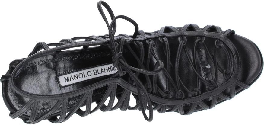 Manolo Blahnik Sandalen Hamza 105 Leather Sandals in zwart - Foto 2