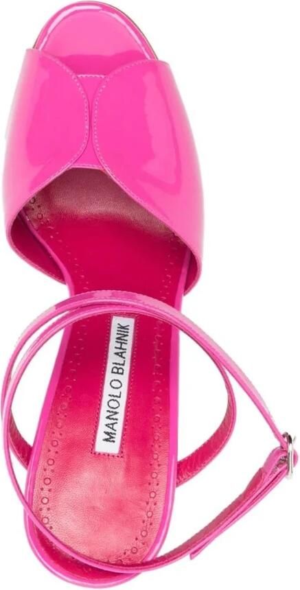 Manolo Blahnik Roze Leren Sandalen met Verstelbare Gespsluiting Pink Dames - Foto 3