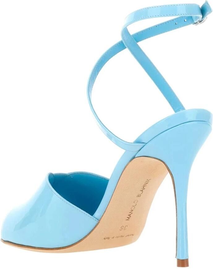 Manolo Blahnik Blauwe Leren Sandalen met Verstelbare Gespsluiting Blue Dames - Foto 2