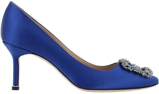 olo Blahnik Kristallen Gesp Zijden Satijnen Pumps