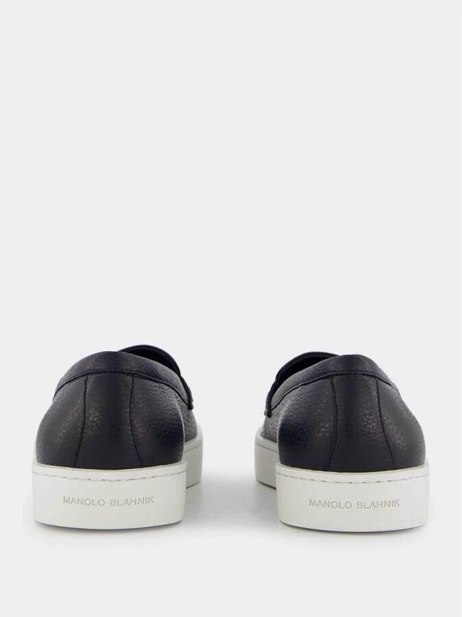 olo Blahnik Navy Leren Loafers Moderne Stijl