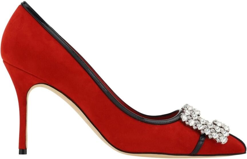 Manolo Blahnik Hoge hakken Tuberian 90 Suede Pumps in rood - Foto 2