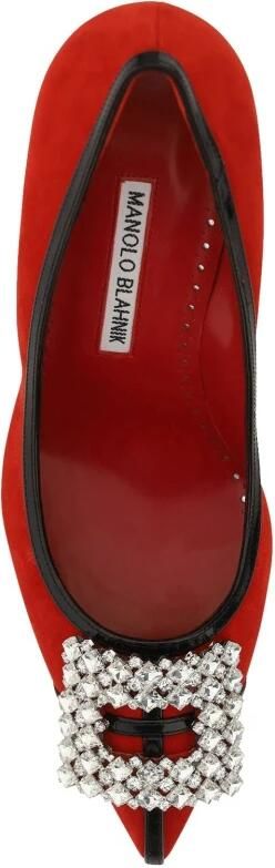 Manolo Blahnik Hoge hakken Tuberian 90 Suede Pumps in rood