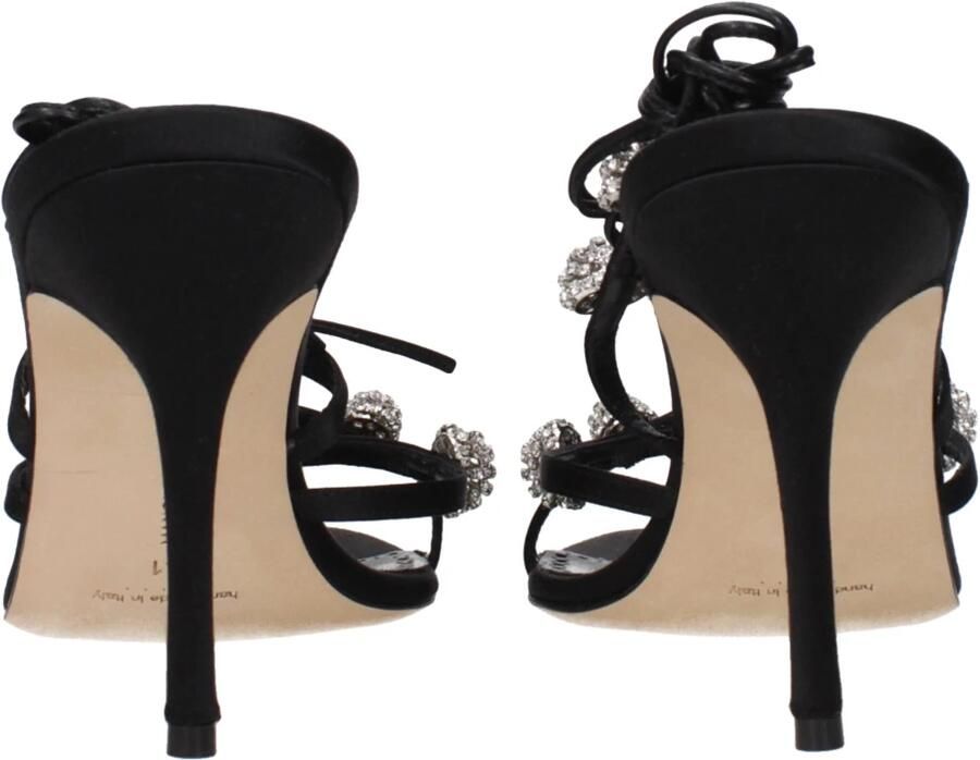 Manolo Blahnik Zwarte Satijnen Strass Stiletto Sandalen - Foto 2