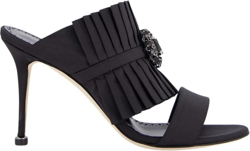 Manolo Blahnik Zijde Danteuil Geplooide Hoge Hak Mules