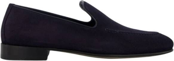 olo Blahnik Marineblauwe Suède Loafers