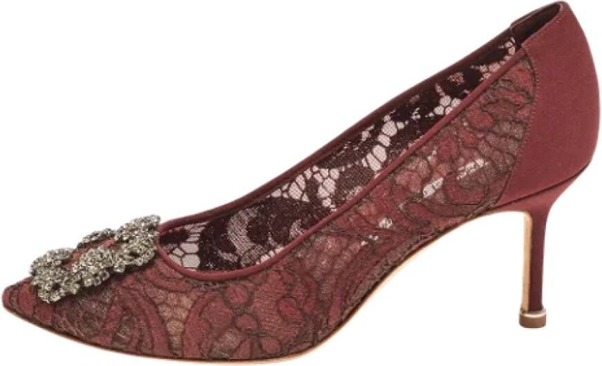 Manolo Blahnik Pre-owned Lace heels Red Dames