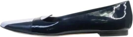 Manolo Blahnik Pre-owned Leather flats Blue Dames