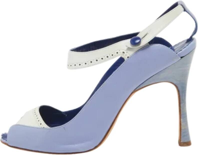 Manolo Blahnik Pre-owned Leather heels Blue Dames