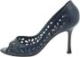 Manolo Blahnik Pre-owned Leather heels Blue Dames - Thumbnail 1