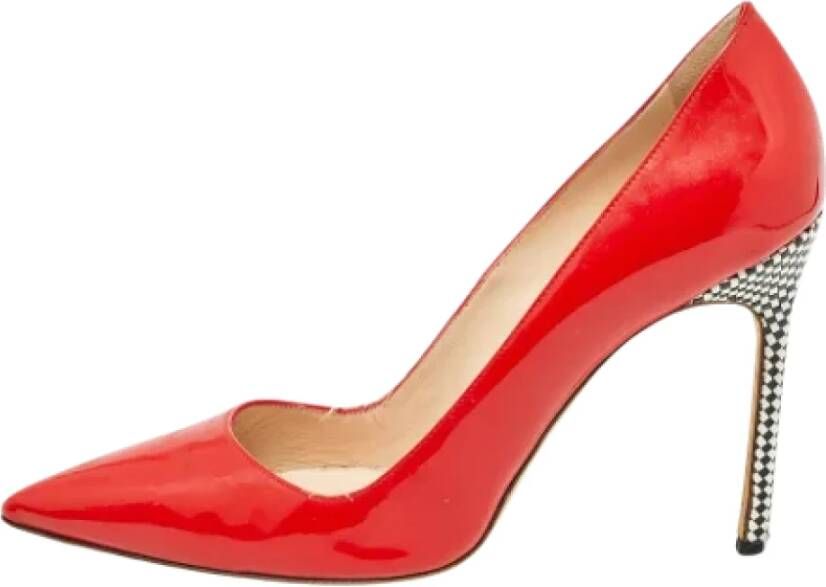 Manolo Blahnik Pre-owned Leather heels Red Dames