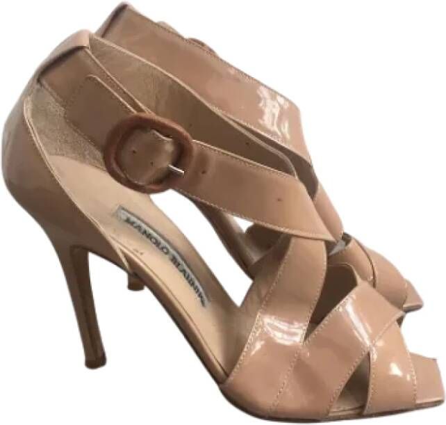 Manolo Blahnik Pre-owned Leather sandals Beige Dames