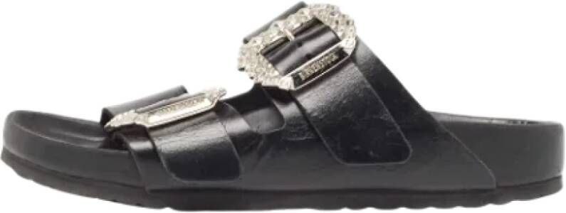 Manolo Blahnik Pre-owned Leather sandals Black Dames