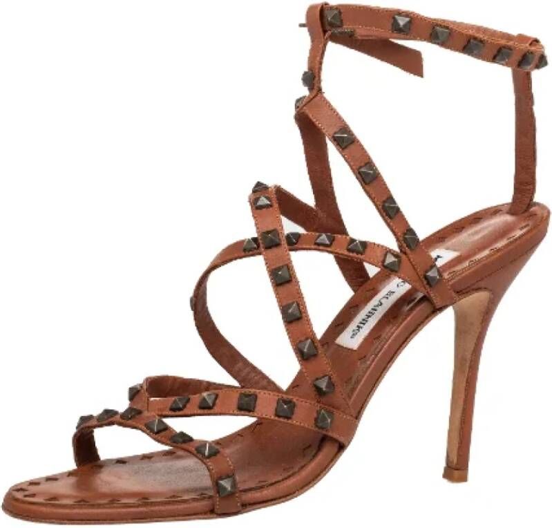 Manolo Blahnik Pre-owned Leather sandals Brown Dames