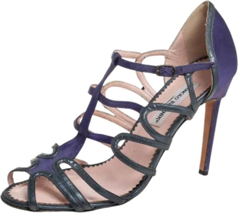 Manolo Blahnik Pre-owned Leather sandals Purple Dames