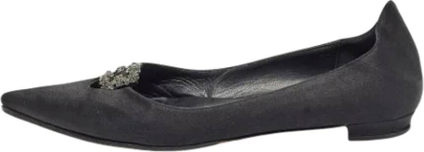 Manolo Blahnik Pre-owned Satin flats Black Dames